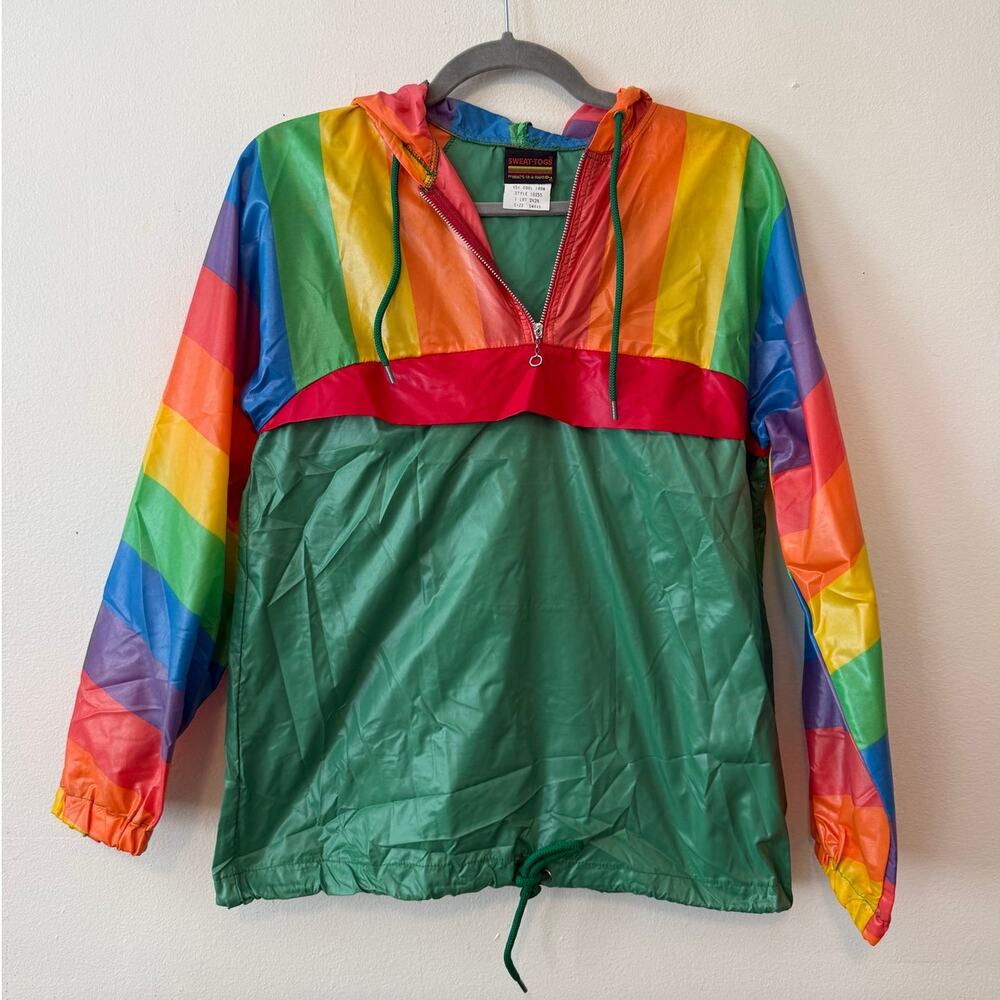 Vintage Sweat-Togs Rainbow Nylon Windbreaker Small 80s 90s